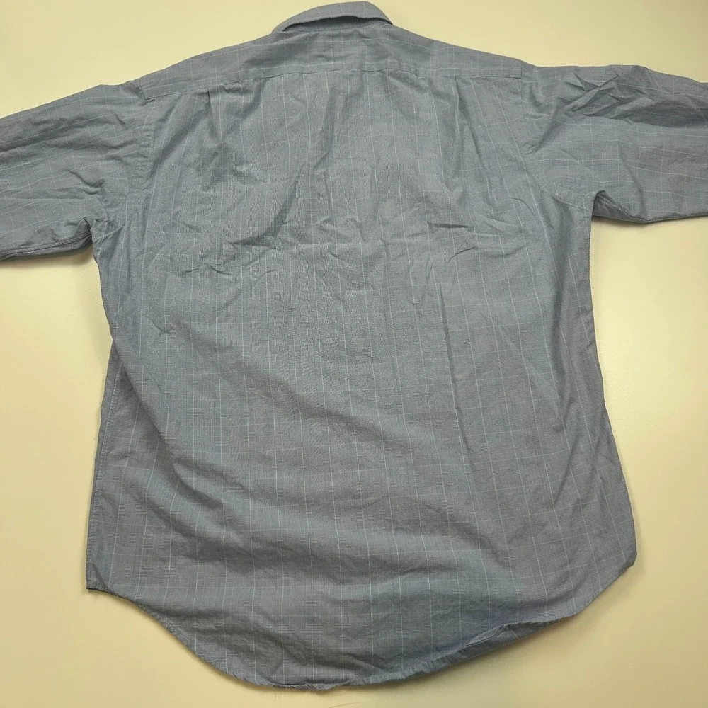 Ralph Lauren Marlowe Mens Medium Blue Plaid Button Down Shirt Two-Ply Cotton
